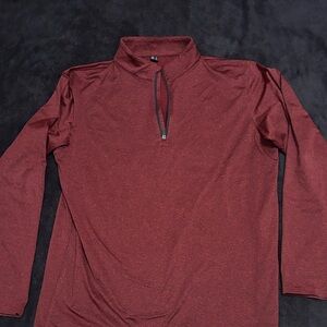 Red Long Sleeve Quarter-Zip Top